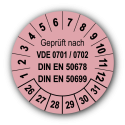 Geprüft nach VDE 0701 / 0702 DIN EN 50678 DIN EN 50699, rosa