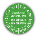 Geprüft nach VDE 0701 / 0702 DIN EN 50678 DIN EN 50699, grün