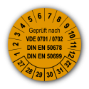 Geprüft nach VDE 0701 / 0702 DIN EN 50678 DIN EN 50699, orange