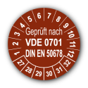 Geprüft VDE 0701 DIN EN 50678, braun
