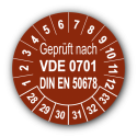 Geprüft VDE 0701 DIN EN 50678, braun
