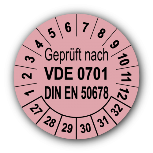 Geprüft VDE 0701 DIN EN 50678, rosa