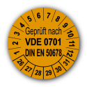 Geprüft VDE 0701 DIN EN 50678, orange
