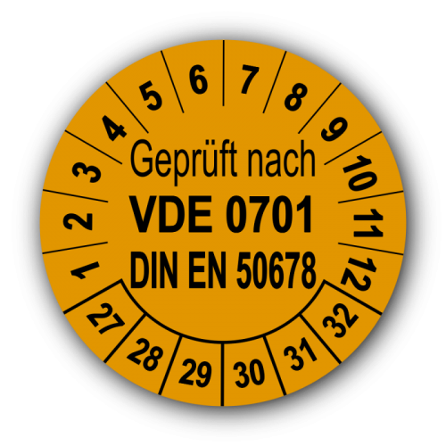 Geprüft VDE 0701 DIN EN 50678, orange