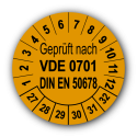Geprüft VDE 0701 DIN EN 50678, orange