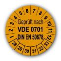 Geprüft VDE 0701 DIN EN 50678, orange