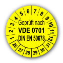 Geprüft VDE 0701 DIN EN 50678, gelb