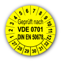 Geprüft VDE 0701 DIN EN 50678, gelb