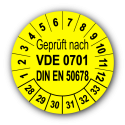 Geprüft VDE 0701 DIN EN 50678, gelb