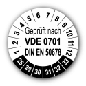 Geprüft VDE 0701 DIN EN 50678, weiß