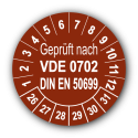 Geprüft nach VDE 0702 DIN EN 50699, braun