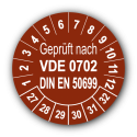 Geprüft nach VDE 0702 DIN EN 50699, braun