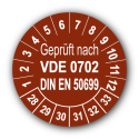 Geprüft nach VDE 0702 DIN EN 50699, braun