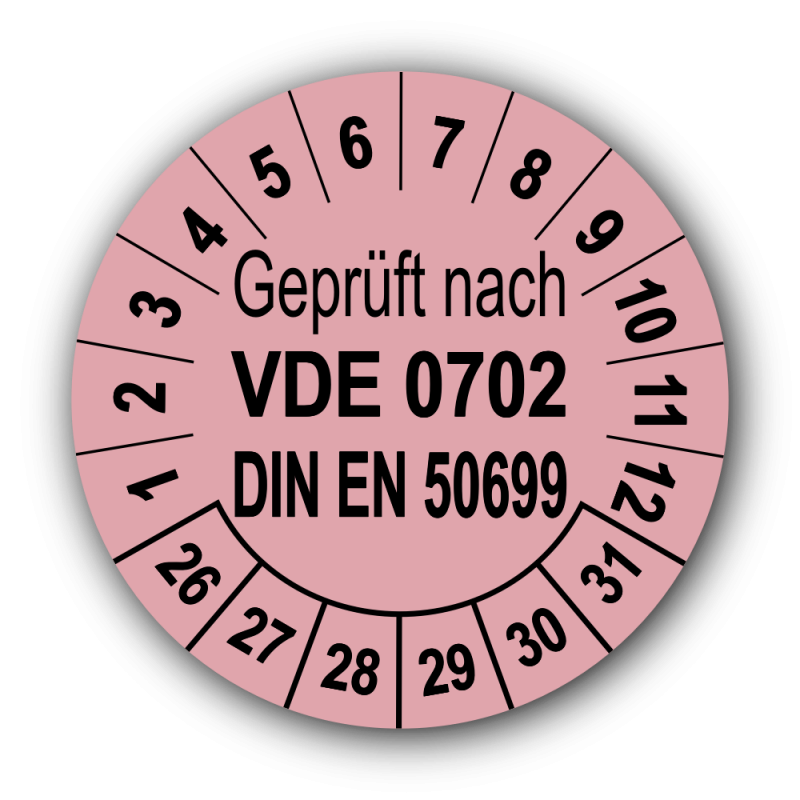 Geprüft nach VDE 0702 DIN EN 50699, rosa