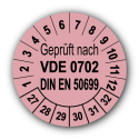 Geprüft nach VDE 0702 DIN EN 50699, rosa