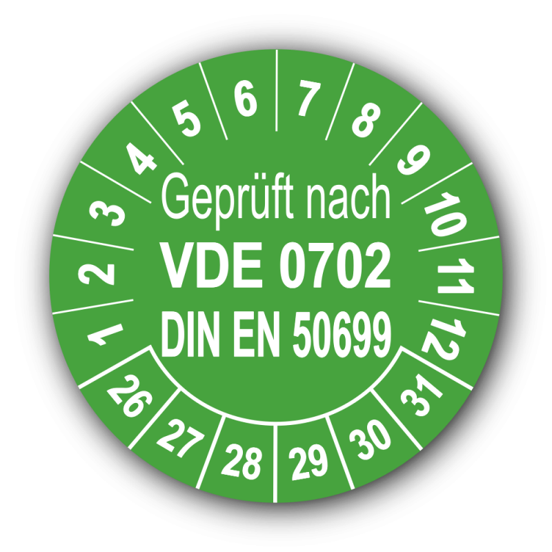 Geprüft nach VDE 0702 DIN EN 50699, grün