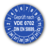 Geprüft nach VDE 0702 DIN EN 50699, blau