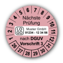 Nächste Prüfung nach DGUV Vorschrift 3, rosa, mit Wunschtext