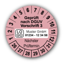 Geprüft nach DGUV Vorschrift 3 Nächster Prüftermin, rosa, mit Wunschtext
