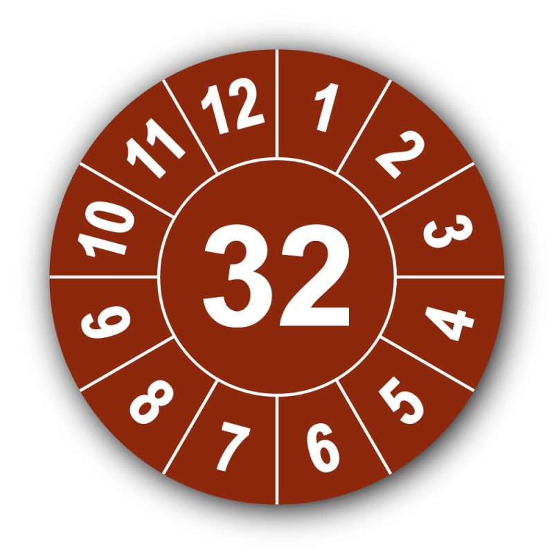 Jahresprüfplakette mit zweistelliger Jahreszahl, 2032