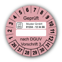 Geprüft … nach DGUV Vorschrift 3, rosa (zum Selbstbeschriften), mit Wunschtext