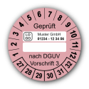 Geprüft … nach DGUV Vorschrift 3, rosa (zum Selbstbeschriften), mit Wunschtext