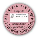 Geprüft … nach DGUV Vorschrift 3, rosa (zum Selbstbeschriften), mit Wunschtext