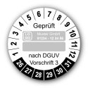 Geprüft … nach DGUV Vorschrift 3, weiß (zum Selbstbeschriften), mit Wunschtext