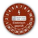 Elektrisch geprüft, braun, mit Wunschtext