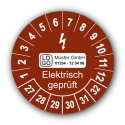 Elektrisch geprüft, braun, mit Wunschtext