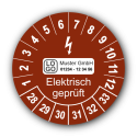 Elektrisch geprüft, braun, mit Wunschtext