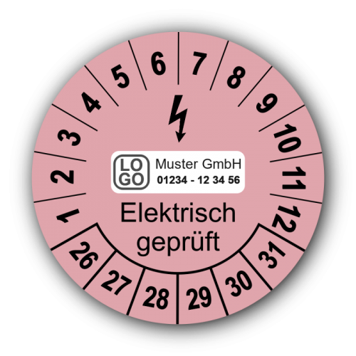 Elektrisch geprüft, rosa, mit Wunschtext
