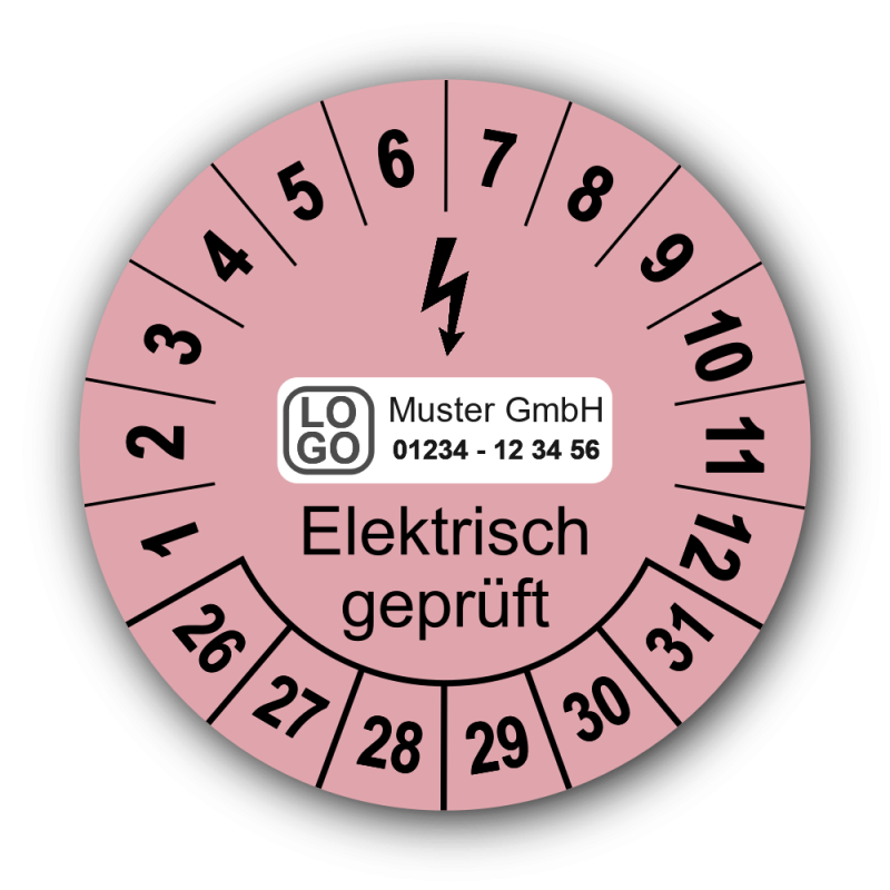 Elektrisch geprüft, rosa, mit Wunschtext
