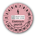 Elektrisch geprüft, rosa, mit Wunschtext