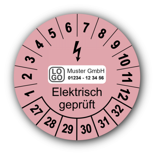 Elektrisch geprüft, rosa, mit Wunschtext