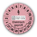 Elektrisch geprüft, rosa, mit Wunschtext