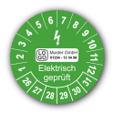 Elektrisch geprüft, grün, mit Wunschtext