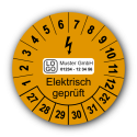 Elektrisch geprüft, orange, mit Wunschtext