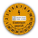 Elektrisch geprüft, orange, mit Wunschtext