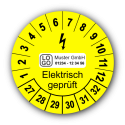 Elektrisch geprüft, gelb, mit Wunschtext