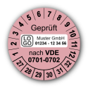 Geprüft nach VDE 0701-0702, rosa, mit Wunschtext