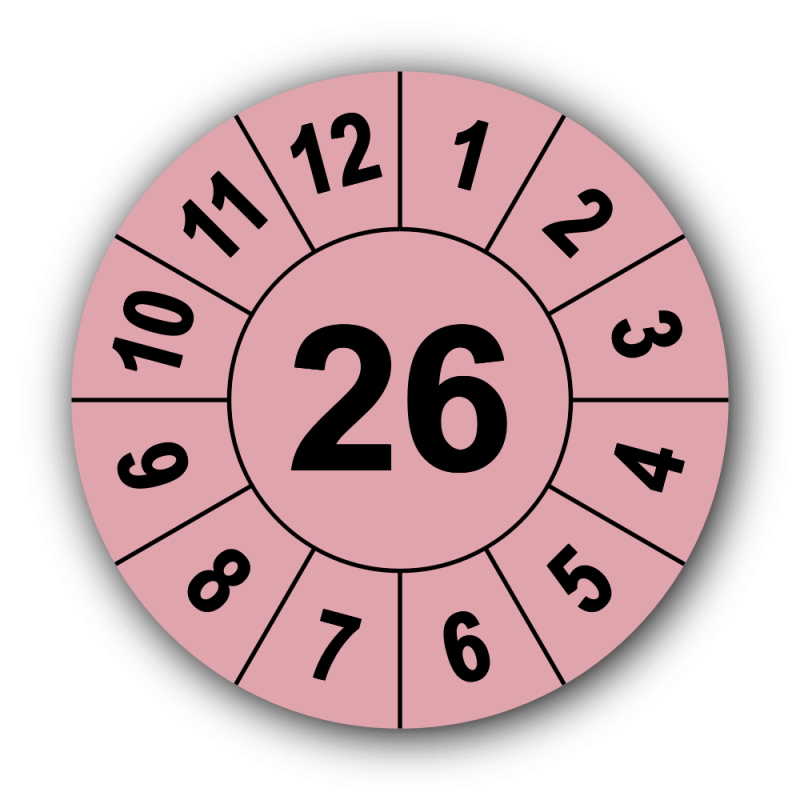 Jahresprüfplakette mit zweistelliger Jahreszahl, 2026