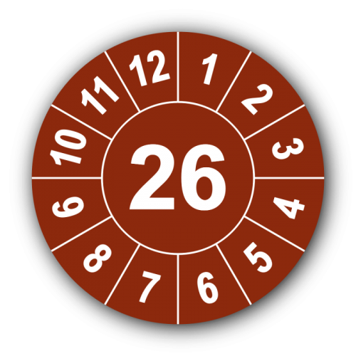 Jahresprüfplakette mit zweistelliger Jahreszahl, 2026