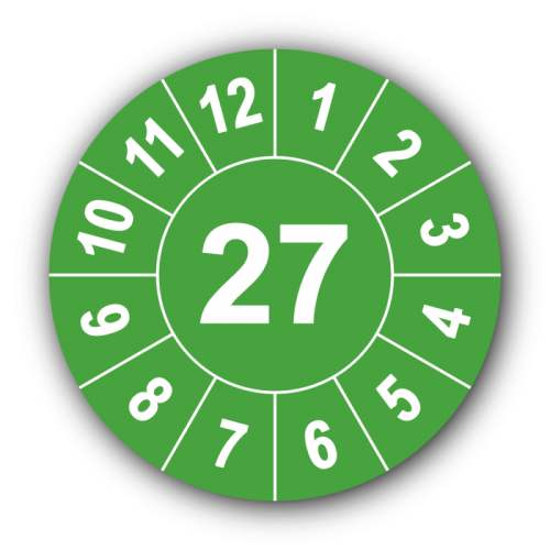 Jahresprüfplakette mit zweistelliger Jahreszahl, 2027