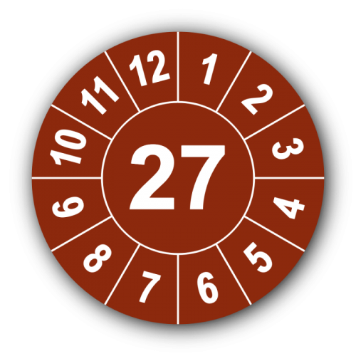 Jahresprüfplakette mit zweistelliger Jahreszahl, 2027