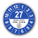 Jahresprüfplakette mit zweistelliger Jahreszahl, 2027, mit Wunschtext
