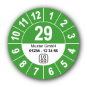Jahresprüfplakette mit zweistelliger Jahreszahl, 2029, mit Wunschtext