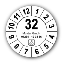 Jahresprüfplakette mit zweistelliger Jahreszahl, 2032, mit Wunschtext