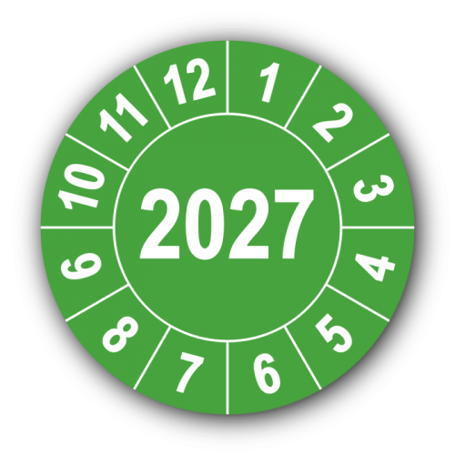 Jahresprüfplakette mit vierstelliger Jahreszahl, 2027