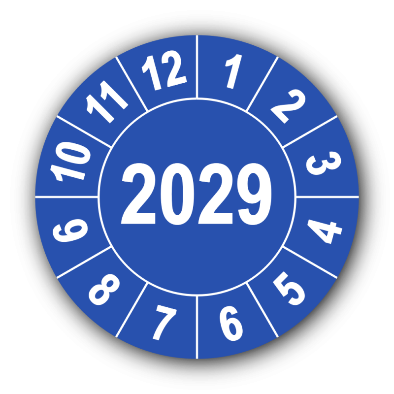 Jahresprüfplakette mit vierstelliger Jahreszahl, 2029